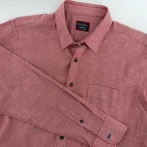 UNTUCKit Mens Medium Red Heathered Cotton Long Sleeve Button Down Shirt